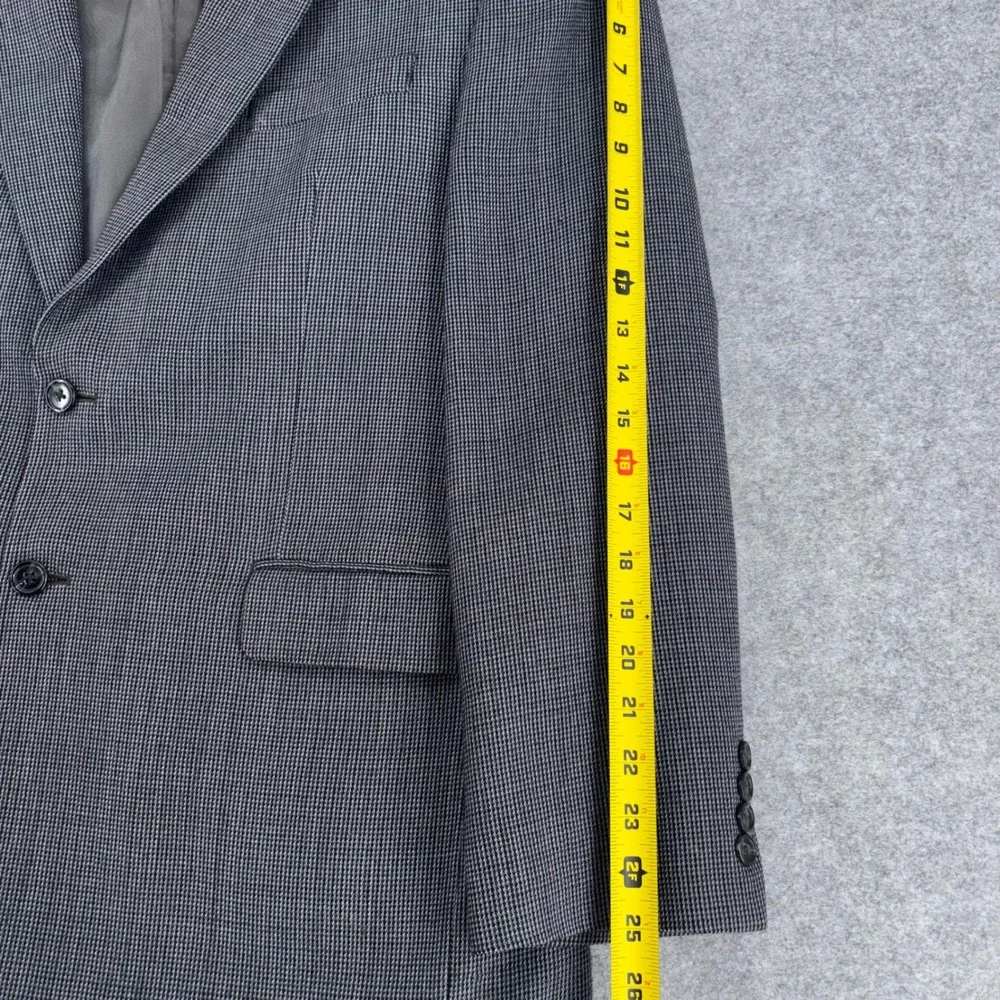 Chaps Mens 42R Blazer 100% Lambswool Grey Micro Houndstooth Sport Coat 2HX0207